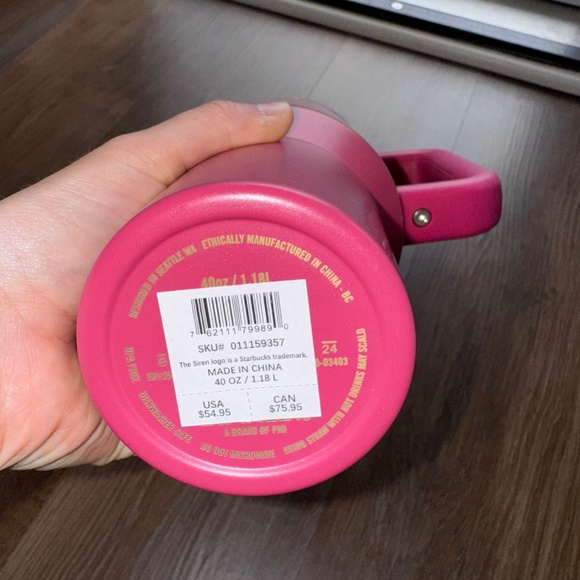 Stanley x Starbucks Berry Pink Shimmer 40 oz H2.0 Quencher Tumbler Holiday 2024 - Picture 7 of 10